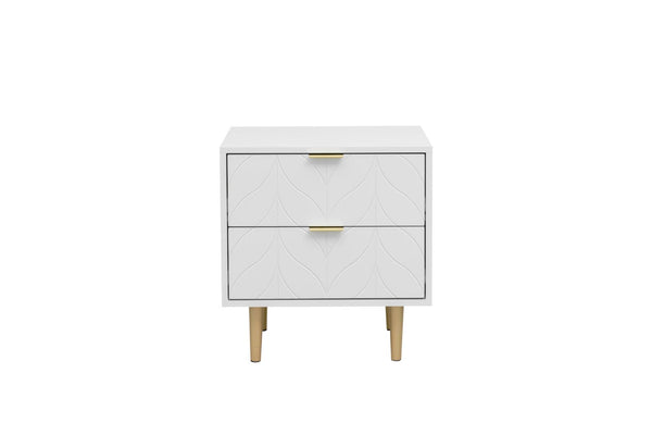 Modern 2-Drawer Bedside Table - White
