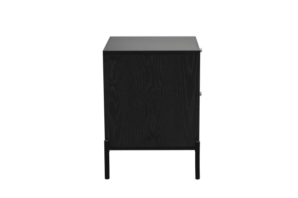 Modern Rattan 2-Draw Bedside Table - Black