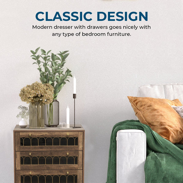 Modern 3-Drawer Chest of Drawers - Brown
