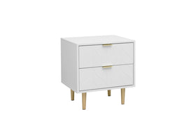 Modern 2-Drawer Bedside Table - White