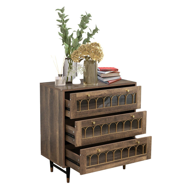 Modern 3-Drawer Chest of Drawers - Brown