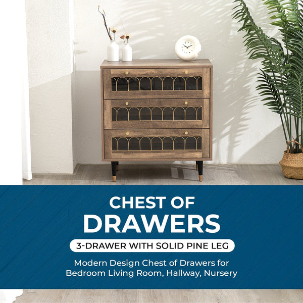 Modern 3-Drawer Chest of Drawers - Brown