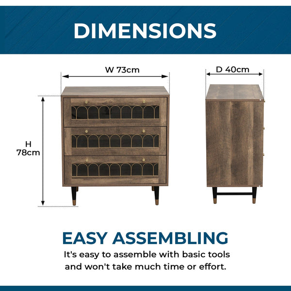 Modern 3-Drawer Chest of Drawers - Brown