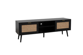 Modern Rattan TV Stand - Black