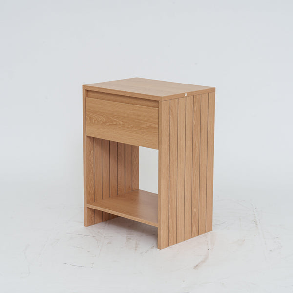 Compact Bedside Table with Drawer - Solid Wood Bedside Cabinet with Shelf (40x29.5x55 cm)