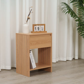 Compact Bedside Table with Drawer - Solid Wood Bedside Cabinet with Shelf (40x29.5x55 cm)