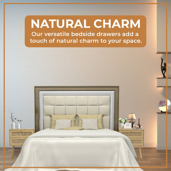Modern 2- Draw Bedside Table - Light Brown
