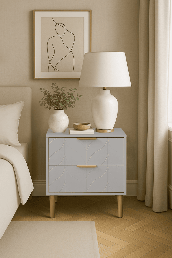 Modern 2-Drawer Bedside Table - Grey