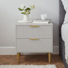 Modern 2-Drawer Bedside Table - Grey