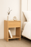 Compact Bedside Table with Drawer - Solid Wood Bedside Cabinet with Shelf (40x29.5x55 cm)