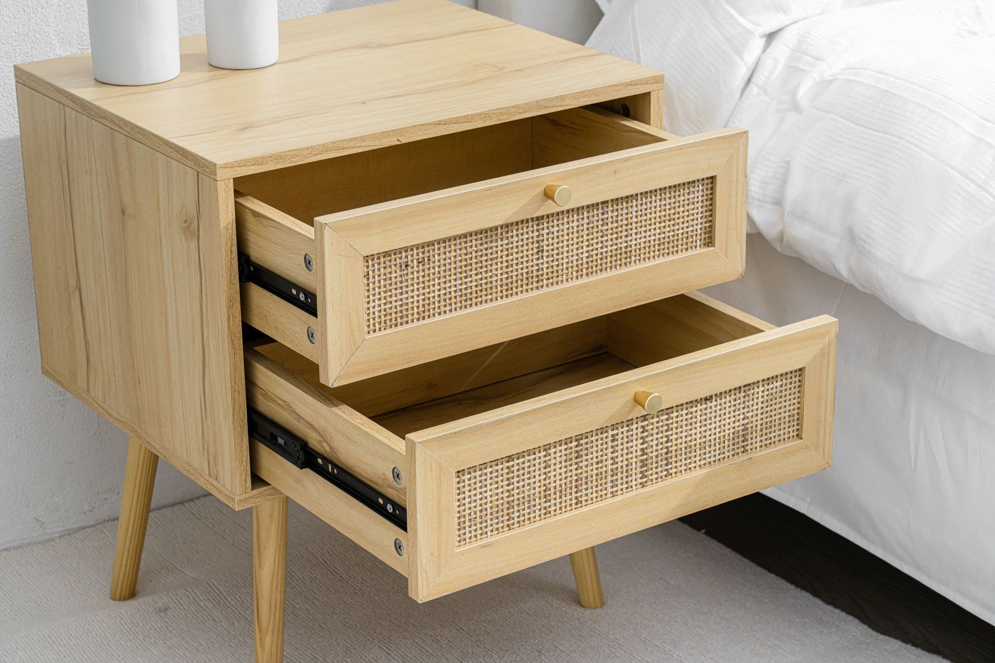Modern 2- Draw Bedside Table - Light Brown | Home Stuff Plus