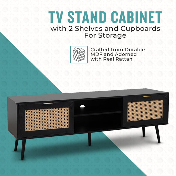 rattan tv unit black - rattan tv unit 180cm